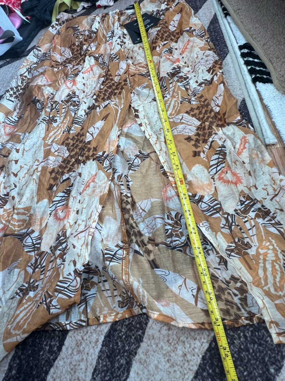 Lulu's Something Wild Brown Multi Print Twist-Front Midi Skirt NWT - Picture 5 of 10